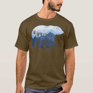 Camiseta Bear Outline Mountain Range Lover Forest Fan Anima