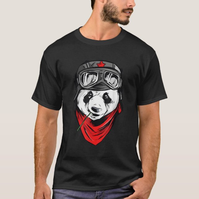Camiseta Bear Panda Bear Bear Bear Gran Panda Moto Biker (Anverso)