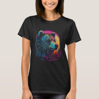 Camiseta Bear Pink sunset Wild animal