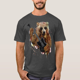 Camiseta Bear Playing Guitar Art Music Instrument Animal Lo