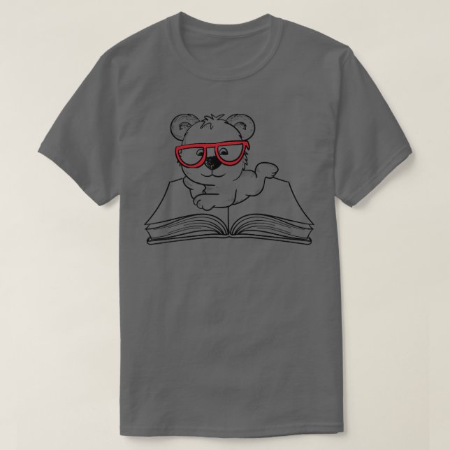 Camiseta Bear Reading Funny Literature Lazy Premium  (Diseño del anverso)