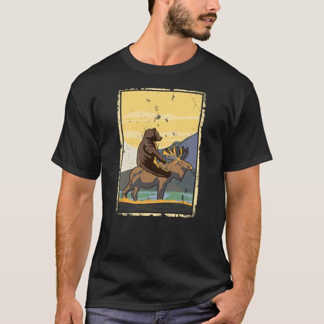 Camiseta Bear Riding Moose Weird Nature (Anverso)