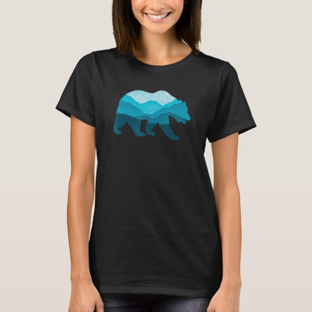 Camiseta Bear Silhouette Outdoor Landscape Wildlife Forest  (Anverso)