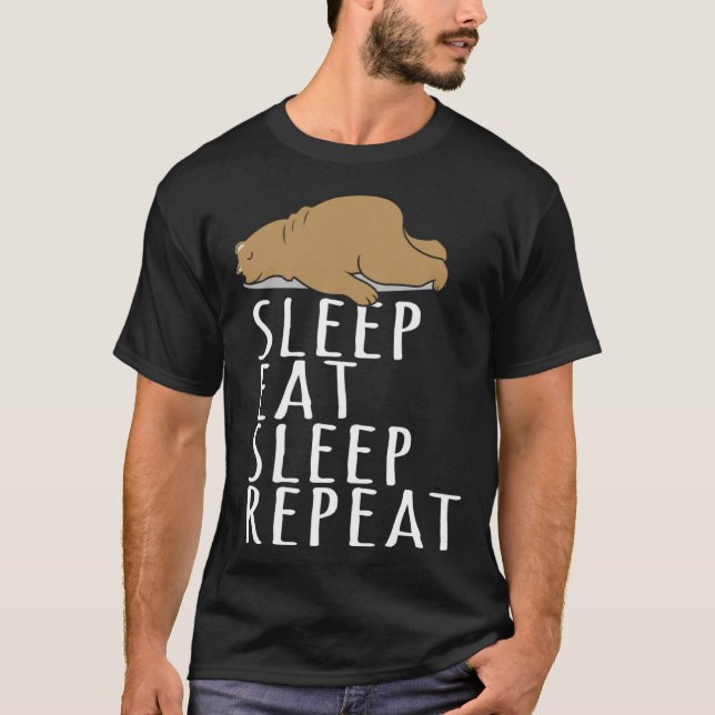 Camiseta Bear Sleep Eat Repeat Slogan Nightdress (Anverso)
