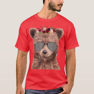 Camiseta Bear Sunglass japonés cerezo cerezo flor Sakura