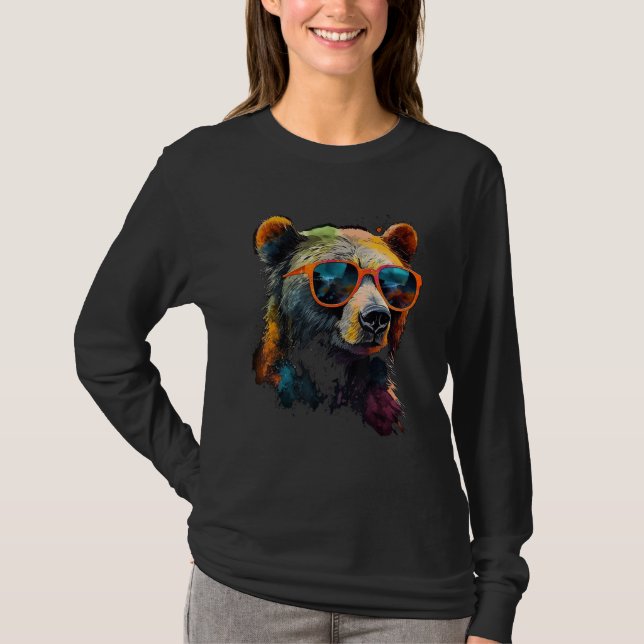 Camiseta Bear Sunglasses Colourful Art Animal Bear (Anverso)