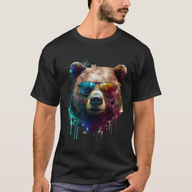 Camiseta Bear sunglasses glasses vacation party  bear fan (Anverso)
