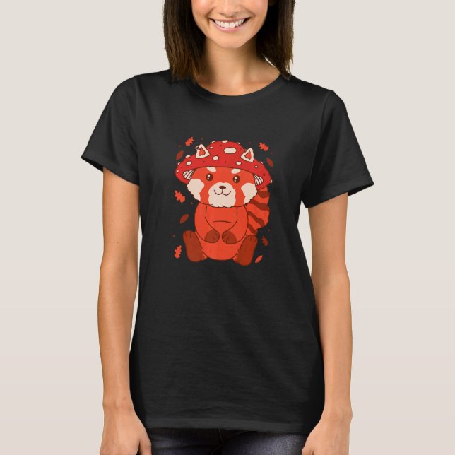 Camiseta Bear Toadstool Hat Autumn Cat Bear Red Panda   (Anverso)
