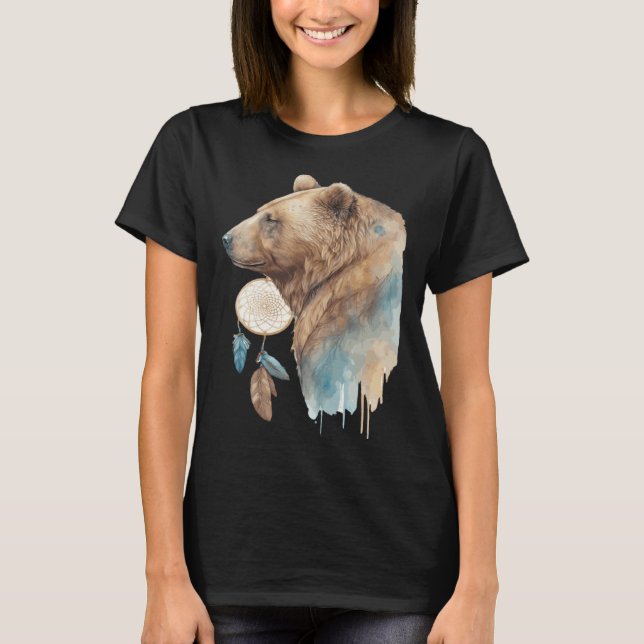 Camiseta Bear Tribal Watercolor Bear Dream Catcher (Anverso)