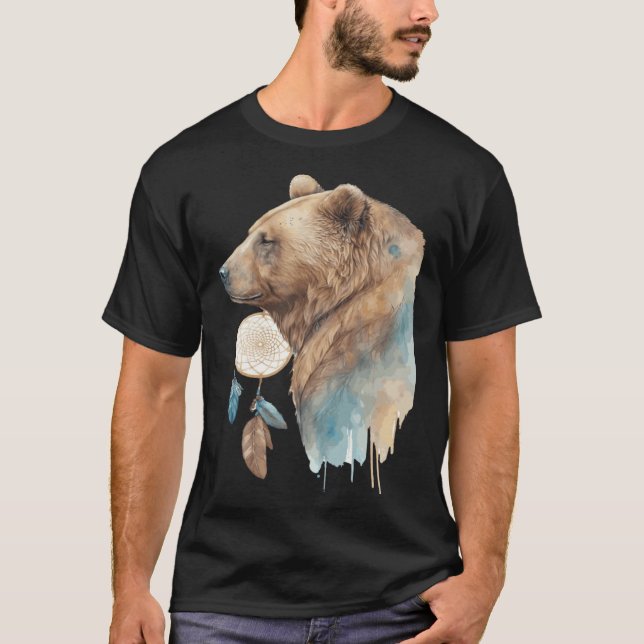 Camiseta Bear Tribal Watercolor Bear Dream Catcher (Anverso)