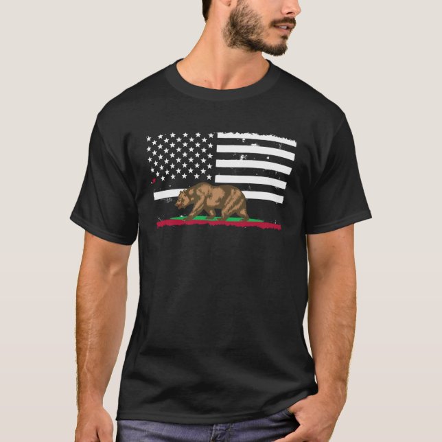 Camiseta Bear USA Flag California Pride Vacation Travel Tou (Anverso)
