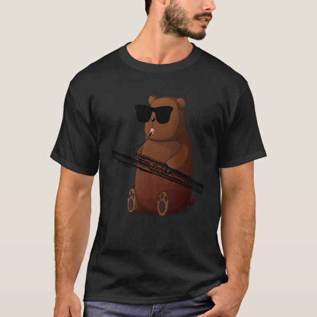 Camiseta Bear Wearing Sunglasses Playing Bassoon (Anverso)