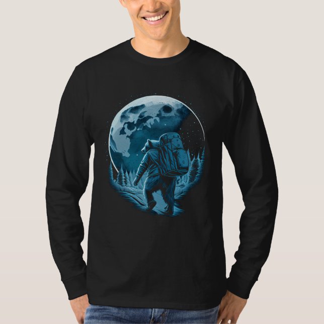 Camiseta Bear With Backpack Travels On The Moon Graphic (Anverso)