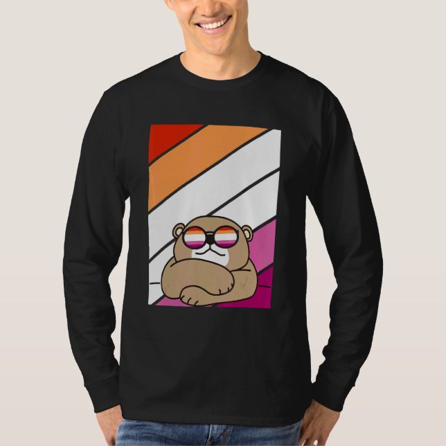 Camiseta Bear With Pride Lesbian Flag LGBTQ Proud Ally Prid (Anverso)