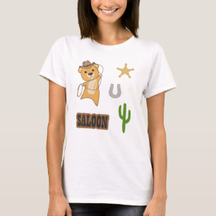 Camiseta Bear Yellow Cowboy Western Saloon Pegatina Pack