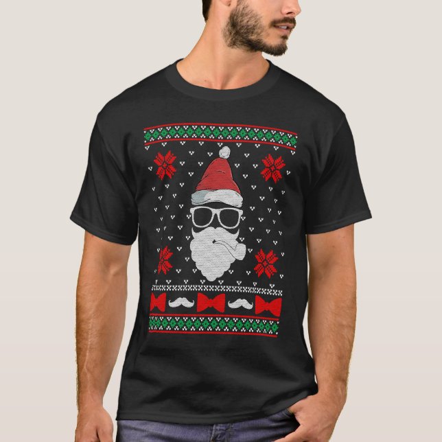 Camiseta Beard Proud Santa Hipster Ugly Christmas Holiday P (Anverso)
