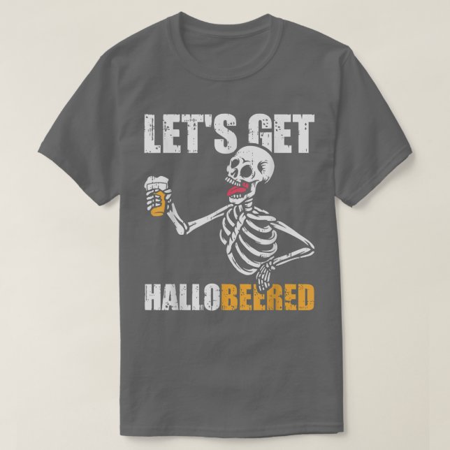 Camiseta Beard Skeleton Beer Costume Funny Halloween (Diseño del anverso)