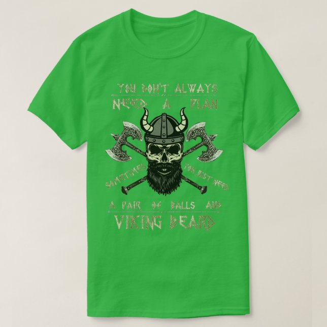Camiseta Beard Viking Scull Vikings Ax (Diseño del anverso)
