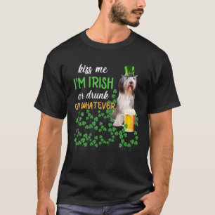 Camiseta Bearded Collie Me Besa Soy Irlandés, Borracho O Tr
