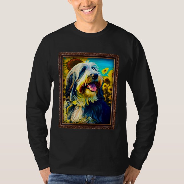 Camiseta Bearded Collie Painting Sunflower Flower Mom Women (Anverso)