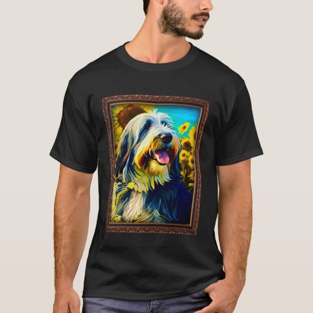Camiseta Bearded Collie Painting Sunflower Flower Mom Women (Anverso)