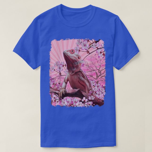 Camiseta Bearded Dragon Aesthetic Pink Sakura Cherry Blosso (Diseño del anverso)