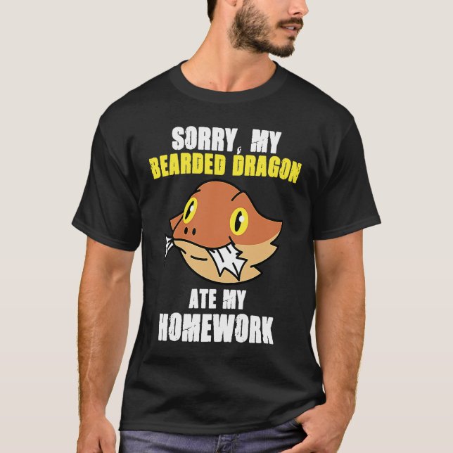Camiseta Bearded Dragon Ate Homework Reptiles  Pet Owner Gr (Anverso)