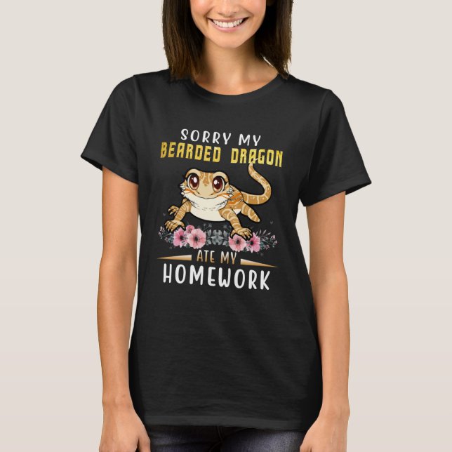 Camiseta Bearded Dragon Cute Lizard  Beardie Ate My Homewor (Anverso)