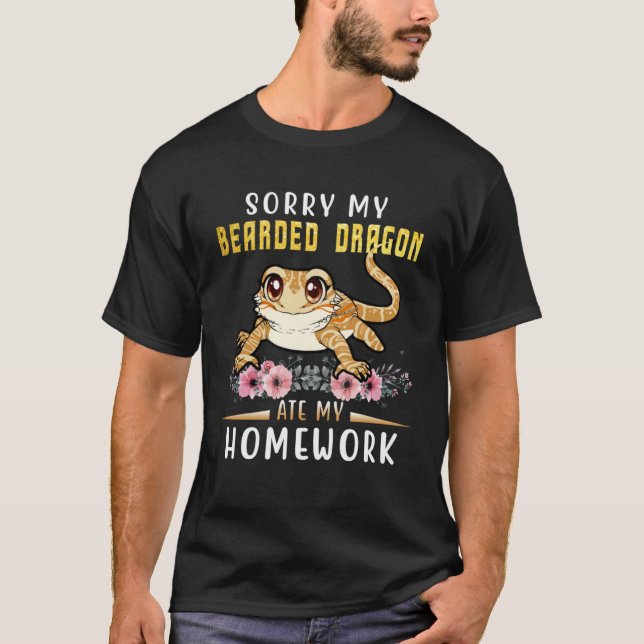 Camiseta Bearded Dragon Cute Lizard  Beardie Ate My Homewor (Anverso)