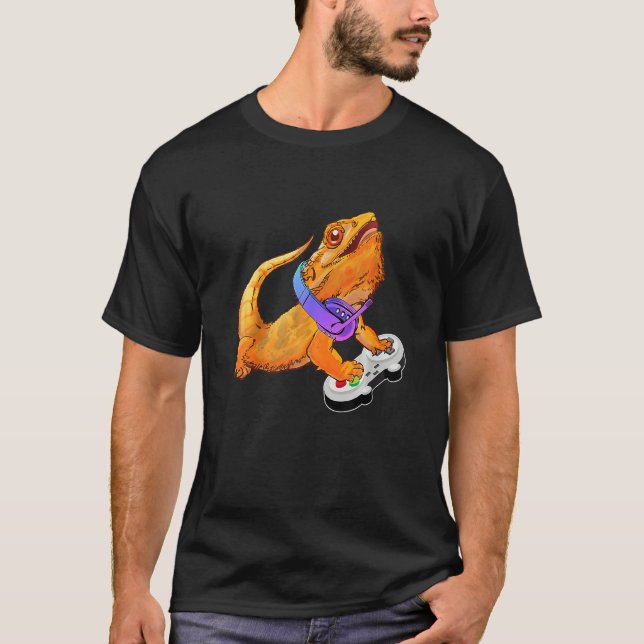 Camiseta Bearded Dragon Playing Video Games  Gamer  Boy Men (Anverso)