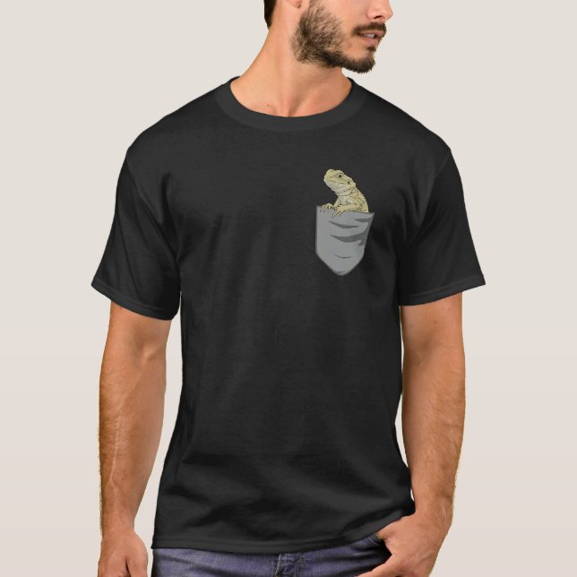 Camiseta Bearded Dragon Pocket Design Cool Reptile Pet Liza (Anverso)