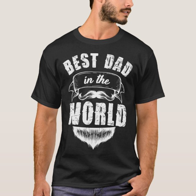 Camiseta Bearded Papa Moustache Bester Papa for World Fathe (Anverso)