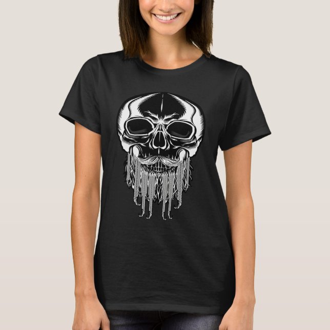 Camiseta Bearded Skull  Skeleton Beard  Viking  Pirate  1 (Anverso)