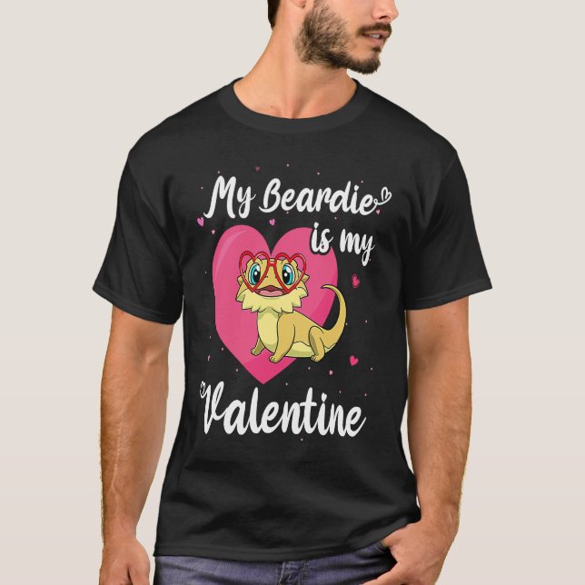 Camiseta Beardie Cute Lizard, Día de San Valentín de Dragón (Anverso)