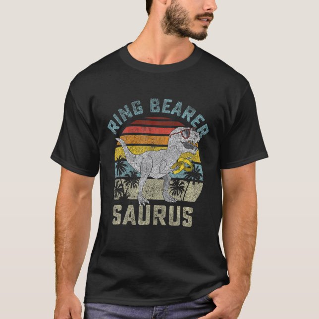 Camiseta Bearer Ring Saurus Dinosaur Boda T Rex Ring Sec (Anverso)