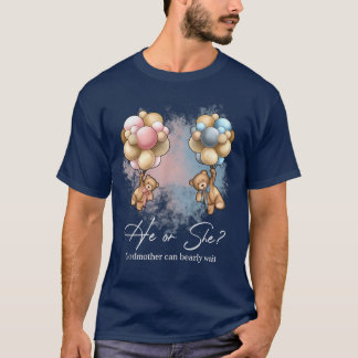 Camiseta Bears Balloons Godmother Can Bearly Wait Gender Re