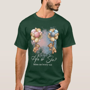 Camiseta Bears Balloons Mom Can Bearly Wait Gender Reveal 