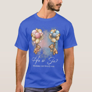 Camiseta Bears Balloons Momma Can Bearly Wait Gender Reveal