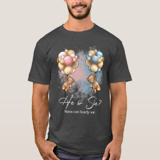 Camiseta Bears Balloons Nana Can Bearly Wait Gender Reveal 