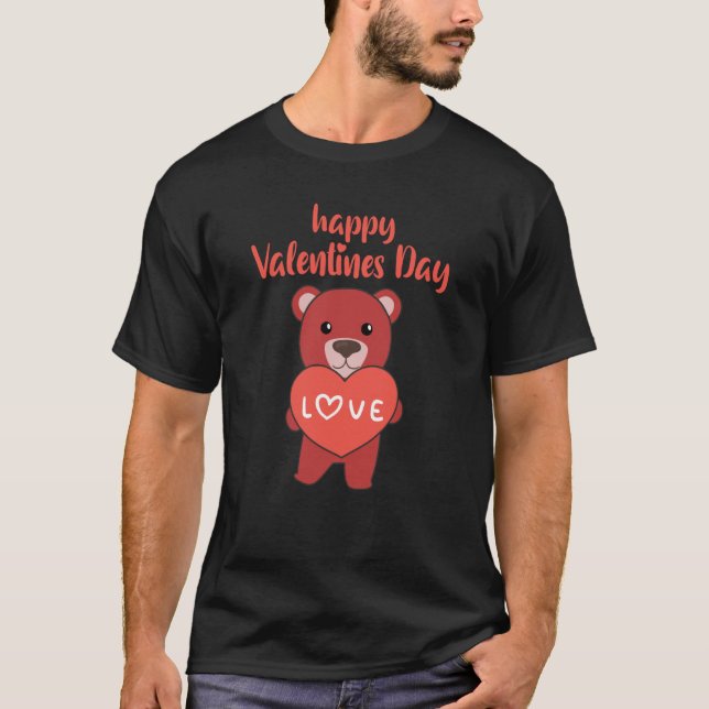 Camiseta Bears happy Valentine's Day Cute Animals With Hear (Anverso)