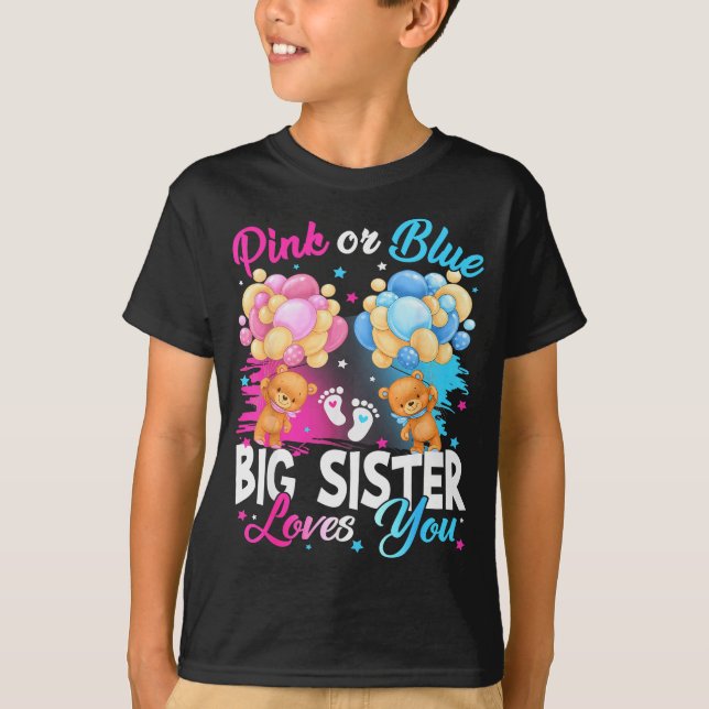 Camiseta Bears Nk Or Blue Big Sister Loves You Gender Revea (Anverso)