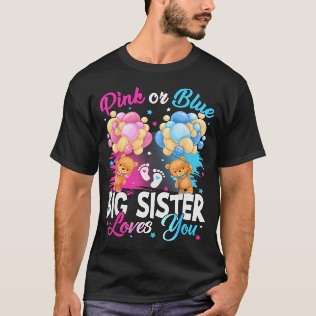 Camiseta Bears Nk Or Blue Big Sister Loves You Gender Revea (Anverso)
