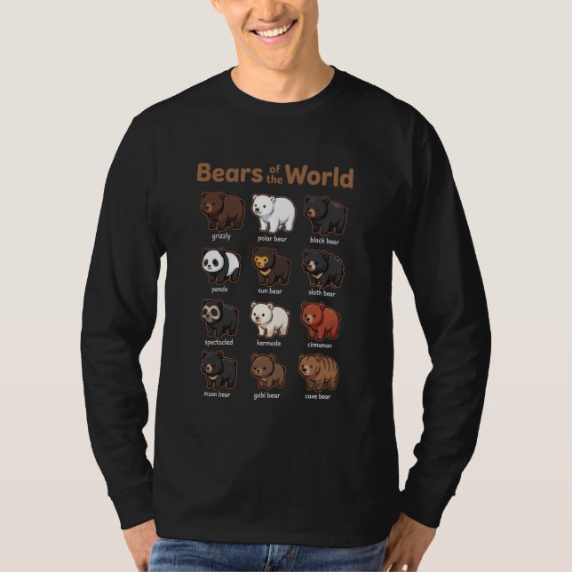 Camiseta Bears of The World Cute Kawaii Animal (Anverso)