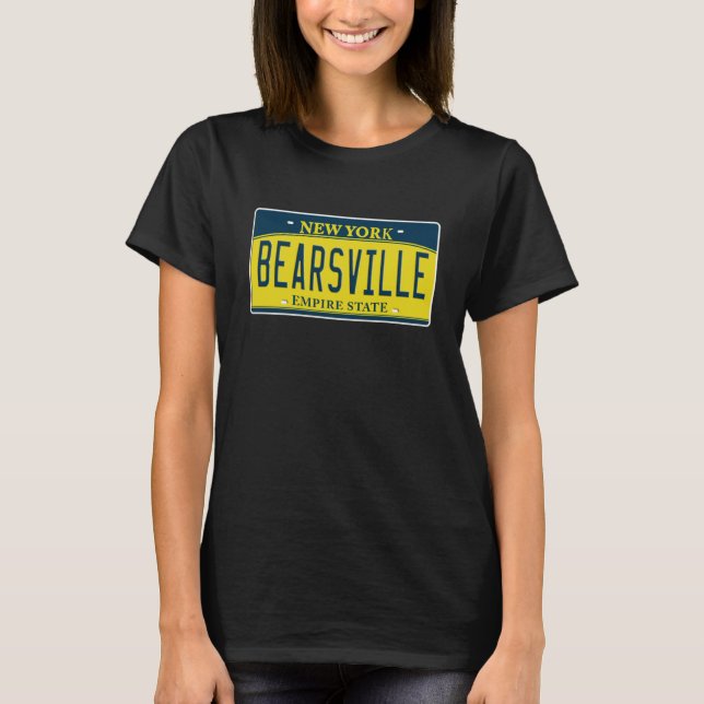Camiseta Bearsville New York NY Rock Music License Plate (Anverso)