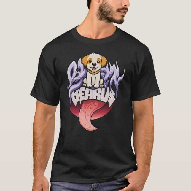 Camiseta Bearus Cute Dog Tongue Out Cartoon (Anverso)