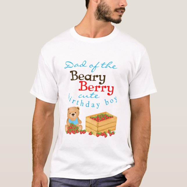 Camiseta Beary Berry Cute Cub's Strawberries Dad Cumpleaños (Anverso)