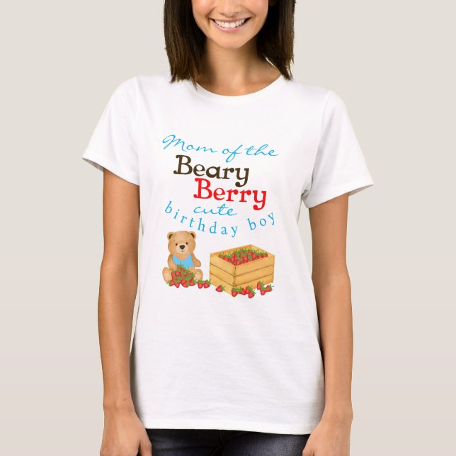 Camiseta Beary Berry Cute Cub's Strawberries Mom Birthday (Anverso)