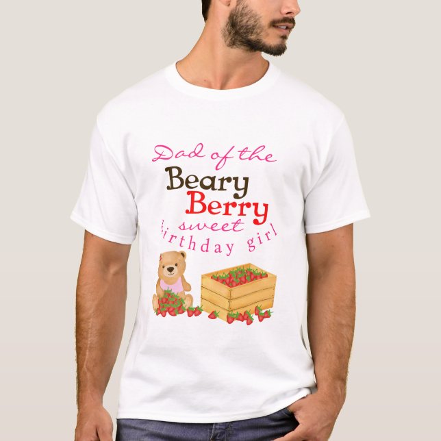 Camiseta Beary Berry Sweet Cub's Strawberries Dad Birthday (Anverso)