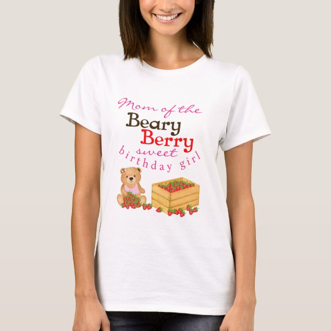 Camiseta Beary Berry Sweet Cub's Strawberries Mamá cumpleañ (Anverso)