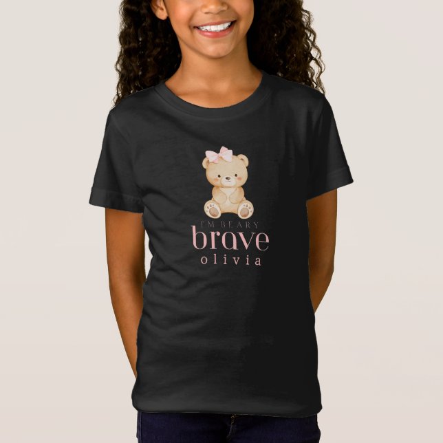 Camiseta beary brave childhood cancer sick kids custom name (Anverso)